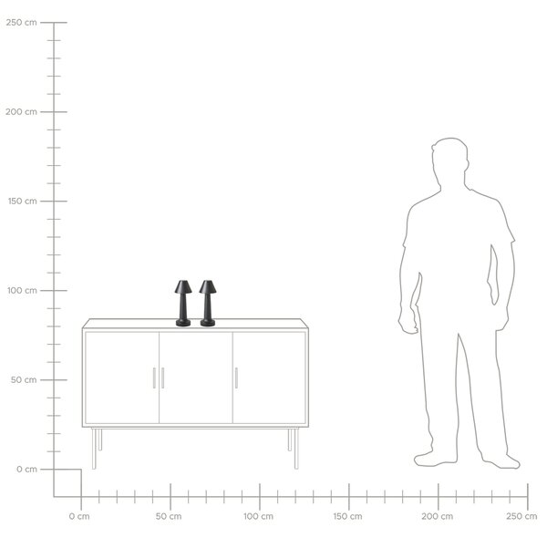 Bordslampor set om 2 Svart Järn Trådlös Belysning med Touchknapp Dimmer Portabla Inomhus Utomhus Belysning Minimalistisk design Beliani