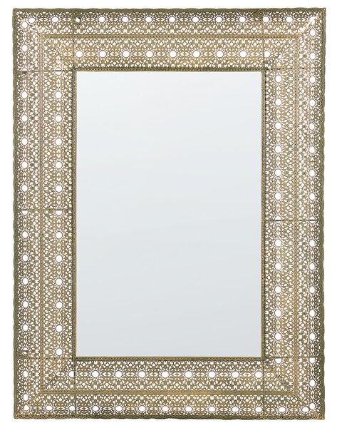 Väggmonterad hängande spegel guld 69 x 90 cm Rektangulär dekorativ ram Heminredning Accessoar Accent Beliani