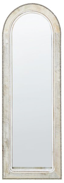 Väggspegel Off-White Mangoträram 31 x 91 cm Vitkalkad Sliten Finish Väggdekoration i Vintagestil Sovrum Vardagsrum Hall Beliani