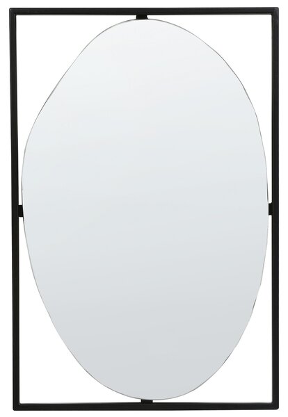 Väggspegel Metall Svart 40 x 60 cm Väggmonterad Dekorativ Spegel Modern Stil Hängande Dekor Beliani