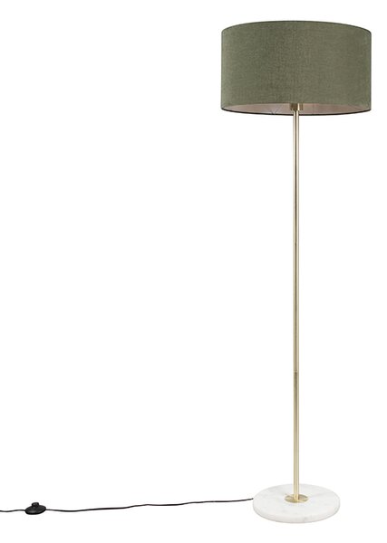 Mässingsgolvlampa med grön skugga 50 cm - Kaso