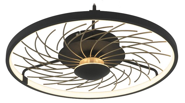 Design taklampa svart med guld 3-stegs dimbar - Spaak