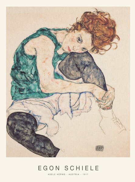 Konsttryck Adele Herms (Special Edition Female Portrait) - Egon Schiele, (30 x 40 cm)