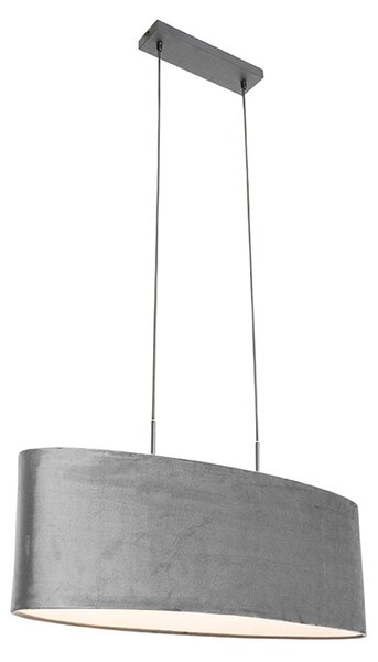 Moderne hanglamp zwart met kap grijs 2-lichts - Tanbor