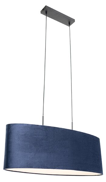 Moderne hanglamp zwart met kap blauw 2-lichts - Tambor