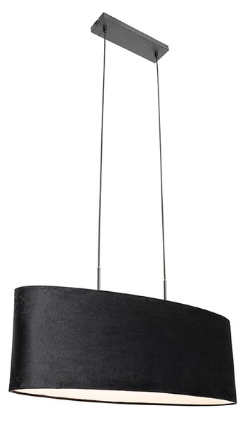 Moderne hanglamp zwart met kap zwart 2-lichts - Tanbor