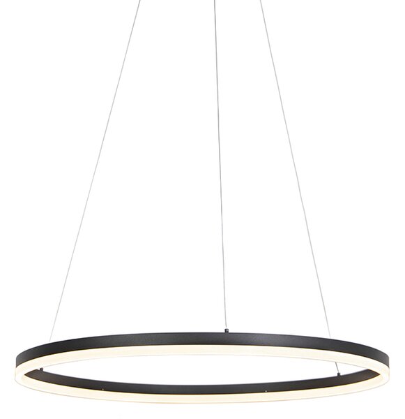 Design ringhängande lampa svart 80cm inkl LED och dimmer - Anello