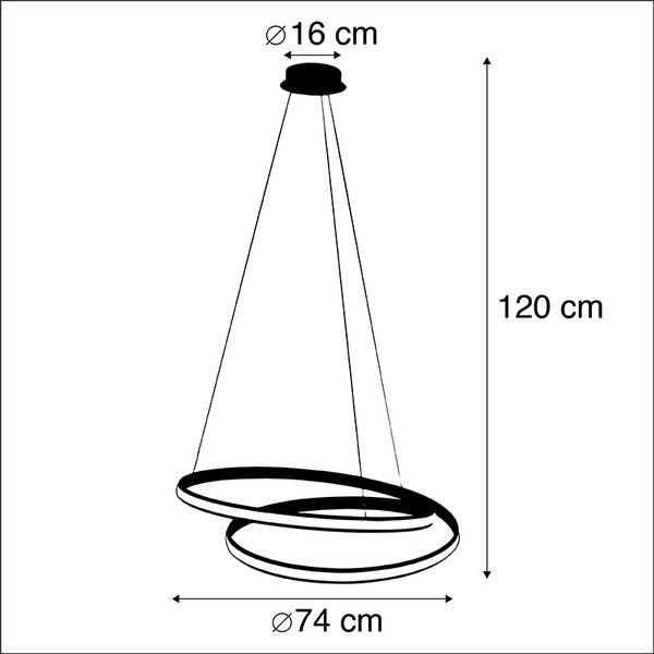 Modern hänglampa svart 74 cm inkl LED - Rowan