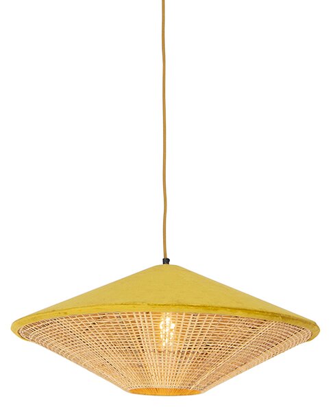 Landsbygdens hängande lampa gul sammet med sockerrör 60 cm - Frills Can