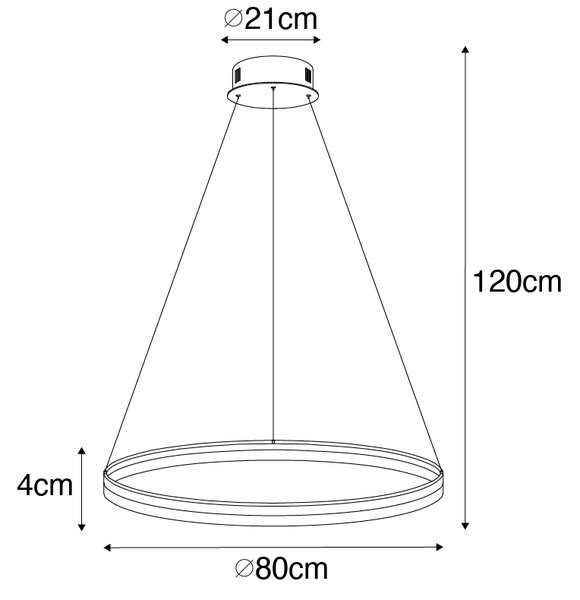 Designring taklampa guld 80 cm inkl LED och dimmer - Anello