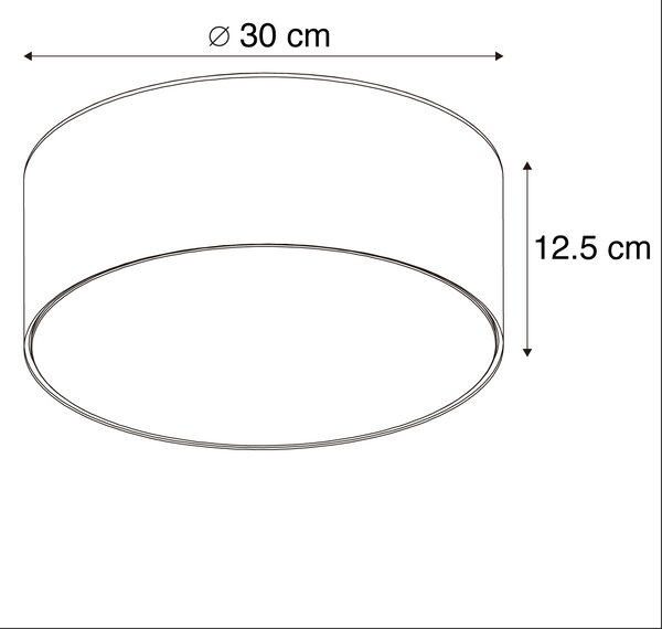 Taklampa grå 30 cm inkl LED - Drum LED