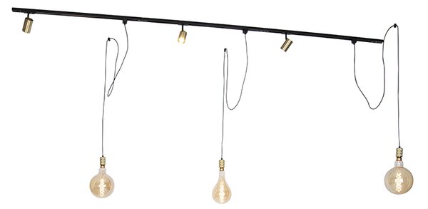 1-fas skensystem med 3 spotlights och 3 hängande lampor guld - Cavalux Jeana