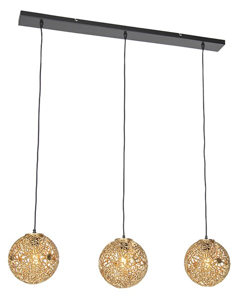 Art Deco hänglampa guld långsträckt 3-ljus - Maro