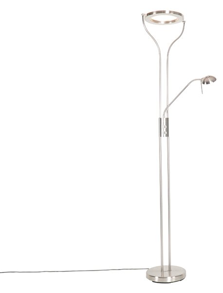 Modern golvlampa stål med läsarm inkl LED och dimmer - Divo
