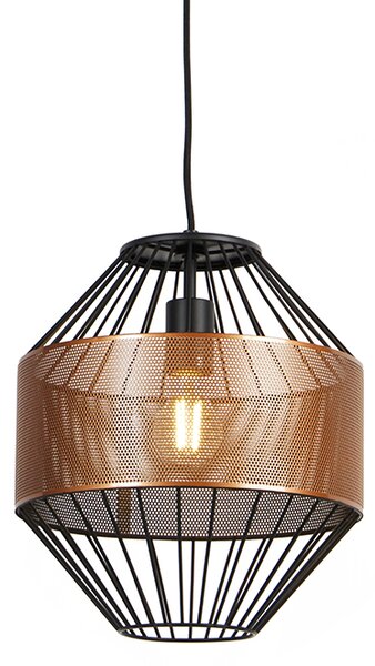 Design hängande lampa koppar med svart 30 cm - Mariska