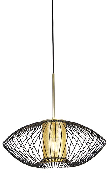 Design hängande lampa guld med svart 50 cm - Dobrado