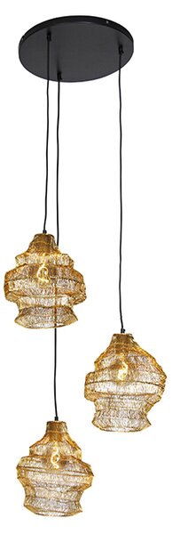 Orientalisk hänglampa guld rund 3-ljus - Vadi