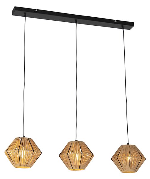 Oosterse hanglamp rotan 3-lichts - Straw
