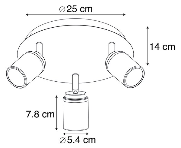 Modern badrumsspotlight svart 3-ljus IP44 - Ducha
