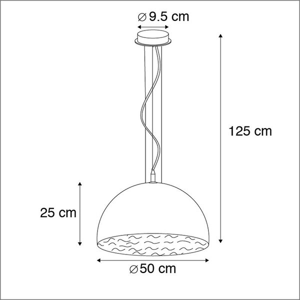 Industriell hänglampa svart med guld 50 cm - Magna