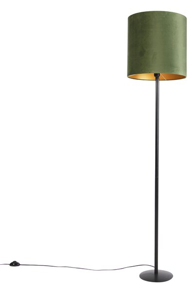 Botanisk golvlampa svart med grön skugga 40 cm - Simplo