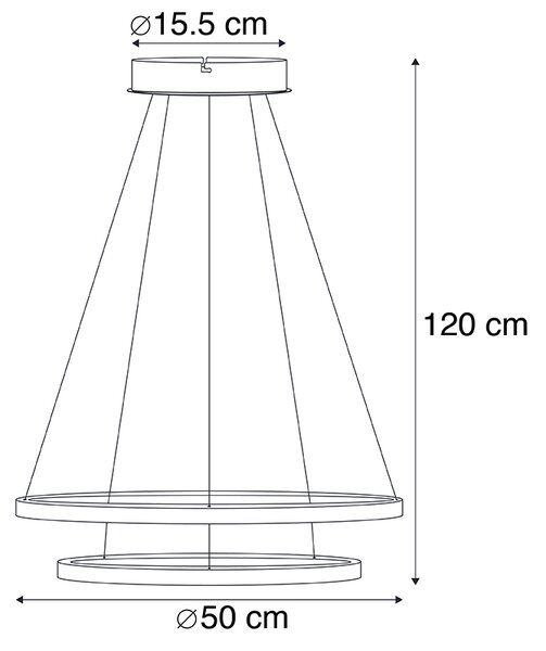 Modern ringhängande lampa guld inkl. LED - Anella Duo