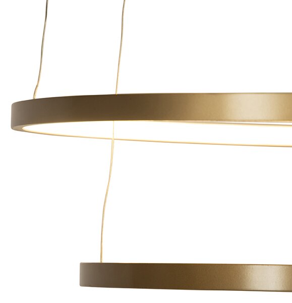 Modern ringhängande lampa guld inkl. LED - Anella Duo