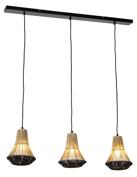 Landelijke hanglampen zwart met touw 19 cm 3-lichts - Jenthe