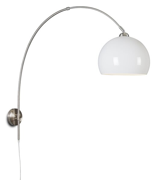 Retro väggbåglampstål med justerbar vit skugga