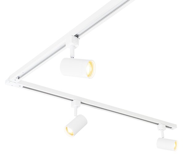 Modernt vitt 1-fas skensystem med 5 spotlights - Iconic Jeana
