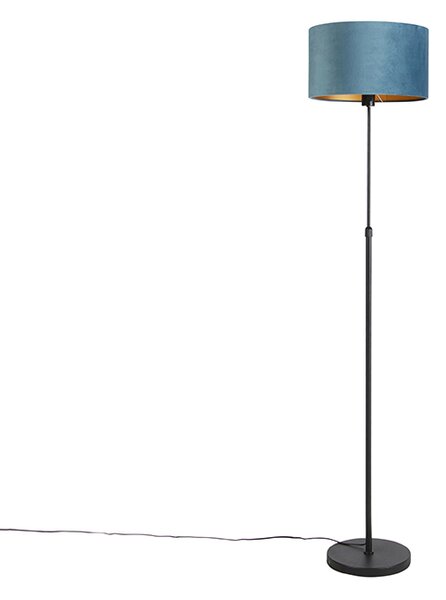 Golvlampa svart med velour skugga blå med guld 35 cm - Parte