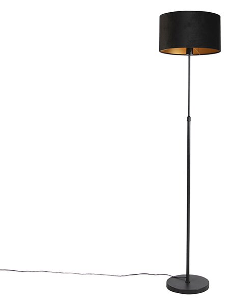 Golvlampa svart med velourskugga svart med guld 35 cm - Parte