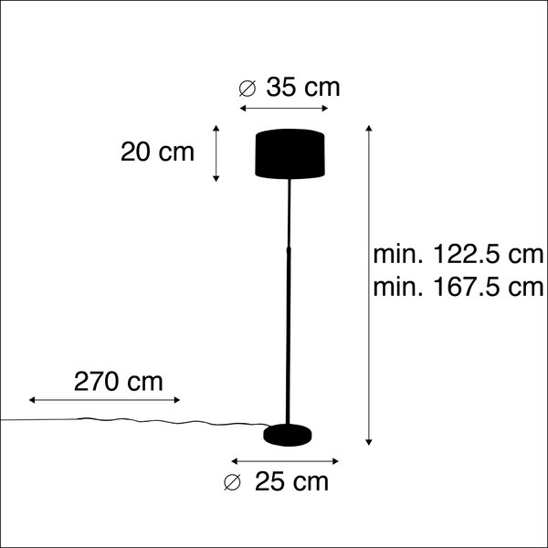 Golvlampa svart med velourskugga ockergul med guld 35 cm - Parte