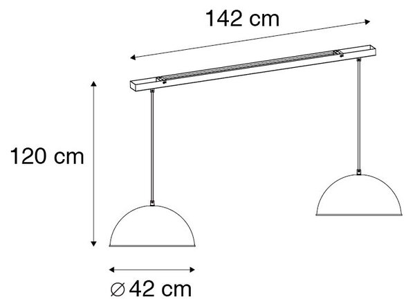 Industriell hängande lampa svart med guld 2-lampor - Magnax