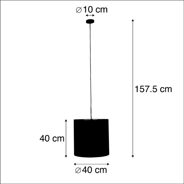 Hänglampa med sammet skugga taupe med guld 40 cm - Combi