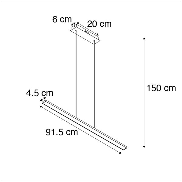 Modern hängande lampa svart 90 cm inkl. LED - Banda