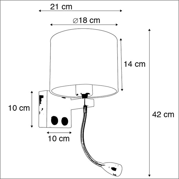 Vägglampa med flexibel arm 'Brescia 18/18/14' Moderna vit/metall - Passande för LED / Inomhus