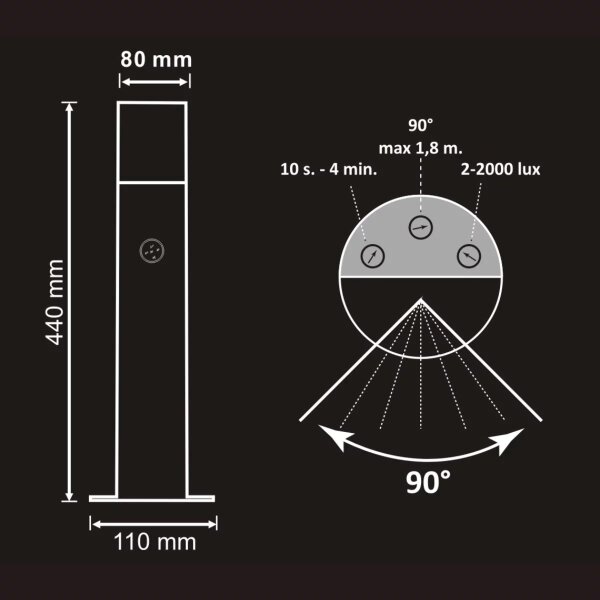 Utomhuslampa med sensor DALLAS 1xE27/12W/230V IP44