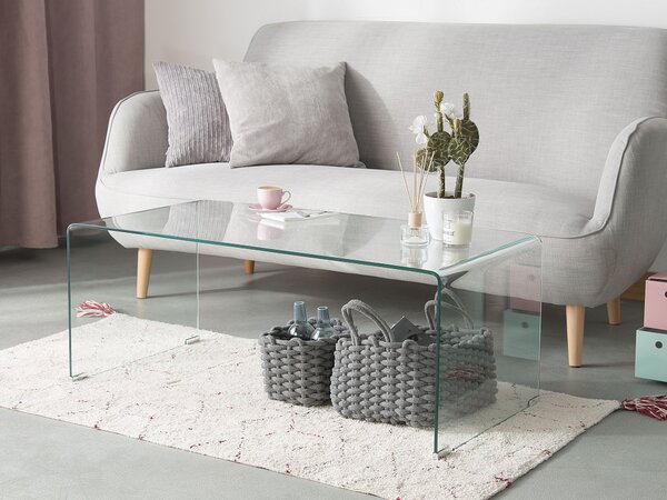 Soffbord Transparent glas 100 x 50 cm Rektangulär Minimalistisk Beliani
