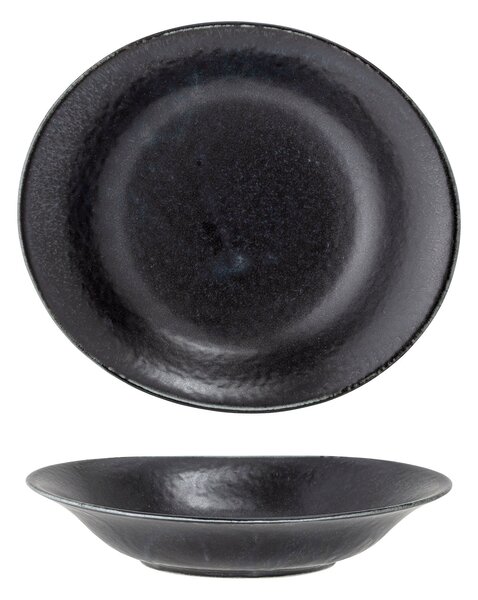 BLOOMINGVILLE Yoko sopptallrik, svart, porslin, set om 4, L23xH5xB20,5 cm