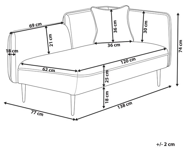 Schäslong Ljusbeige Boucle Tyg Metallben Högervänd med Kuddar Modern Design Beliani