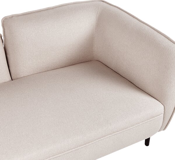 Schäslong Ljusbeige Boucle Tyg Metallben Högervänd med Kuddar Modern Design Beliani