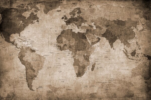 World Map - Brown