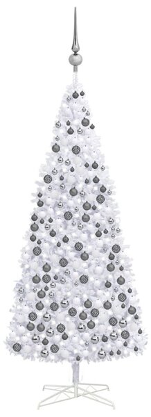 Plastgran med LED och julgranskulor 400 cm vit