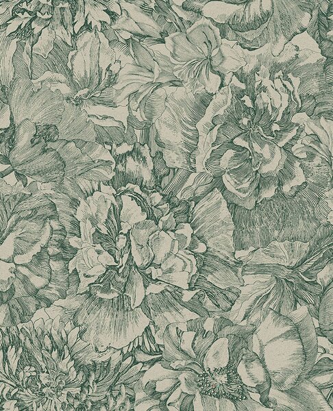 Flower Sketch - Cream / Green