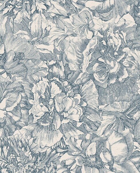 Flower Sketch - White / Blue