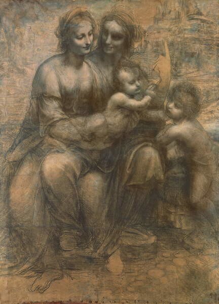 Leonardo da Vinci - Bildreproduktion The Virgin and Child with Saint Anne, and the Infant Saint John the Baptist, (30 x 40 cm)