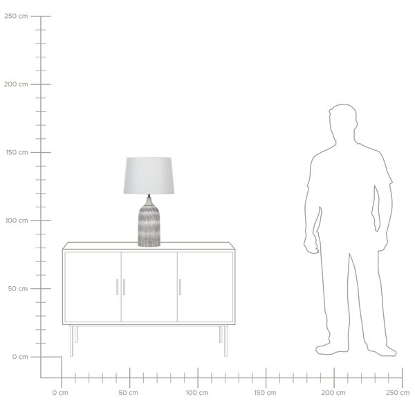Bordslampa Grå Keramik Bas 66 cm Vit Tygskärm Klassisk Nattduksbordslampa Beliani