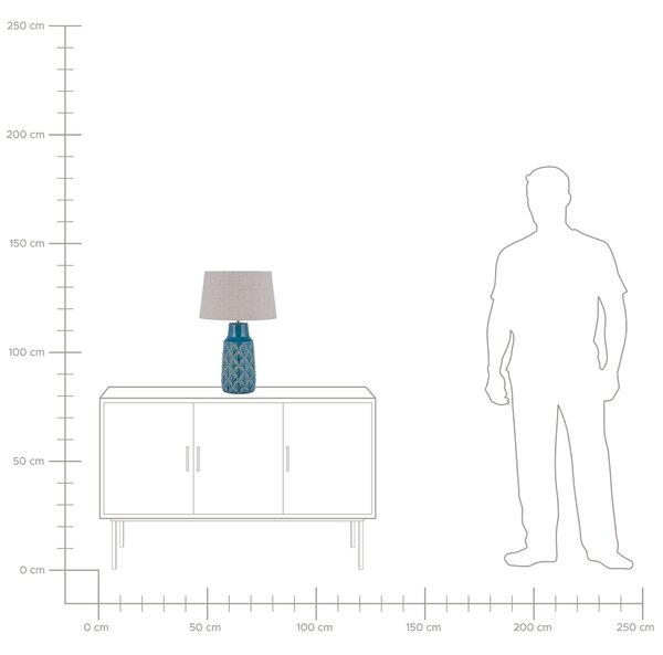 Nattlampa Havsblå och Grå Keramik 55 cm Lövmönster Traditionell Beliani