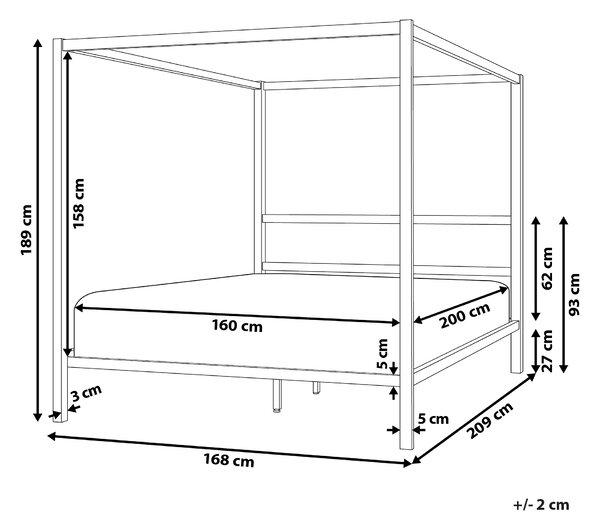 Himmelssäng Svart Metall 160 x 200 cm Dubbelstorlek Plywood lameller Industriell Minimalistisk Sovrum Beliani